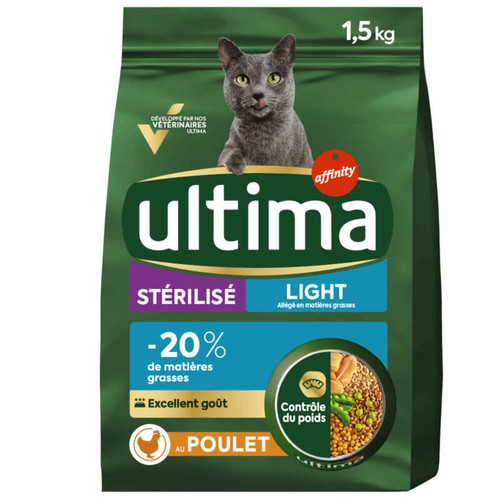 Ultima Croquettes Light Au Poulet Pour Chat Stérilisé 1,5kg