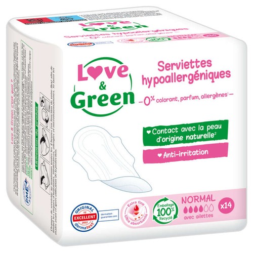 [Para] Love and Green Serviettes Hypoallergéniques Normal X14