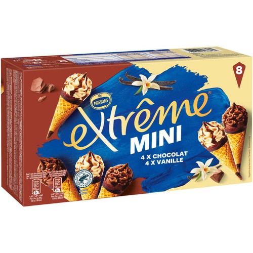 Extrême Mini Cônes de Glace Vanille Chocolat Boite x8 312g