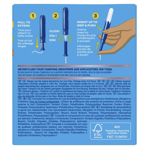 Tampax Pearl Compak Régulier Tampons Avec Applicateur x20
