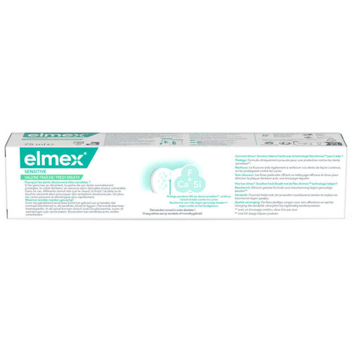 Elmex Dentifrices Dents sensibles nettoyage et fraicheur 0% colorants 75ml