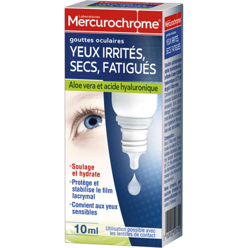Mercurochrome Gouttes Oculaires Yeux Irrités Secs Fatigués 10Ml