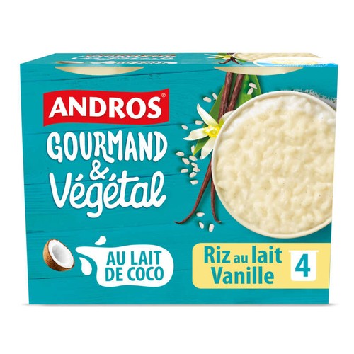 Andros Riz Au Lait De Coco Vanille Vegetal 400g