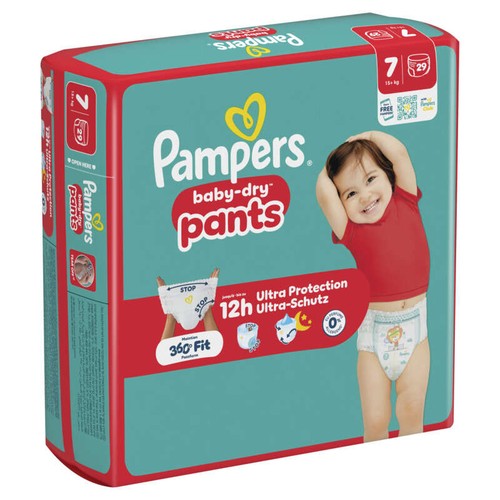 Pampers Baby-Dry Pants Taille 7+, 15kg, 29 Couches-Culottes