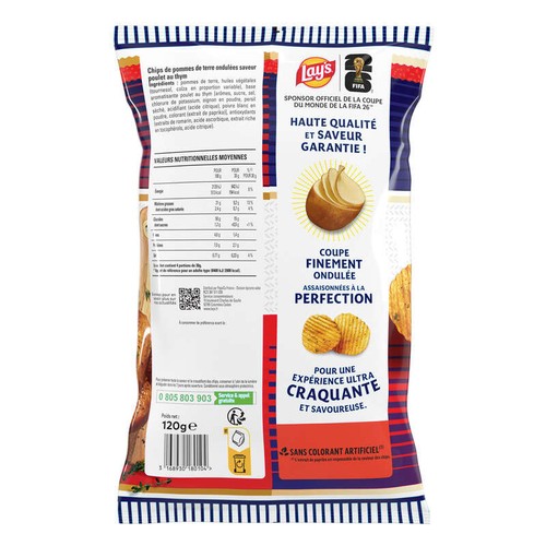 Lay's Chips Ondulées Saveur Poulet au Thym 120g