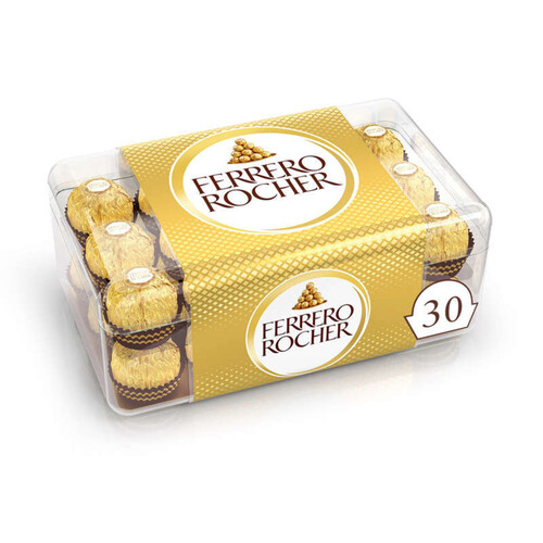 Ferrero Rocher fines gaufrettes enrobées de chocolat au lait et noisettes x30 375g
