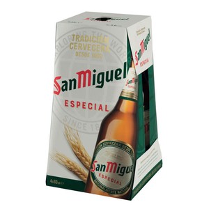 Lot De 4 Verres à Bière San Miguel 568 Ml - Verres à Pied CE Avec Socle Nucléé Pour Mousse Parfaite