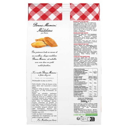 Bonne Maman 12 Madeleines Pur Beurre Individuelles 300g