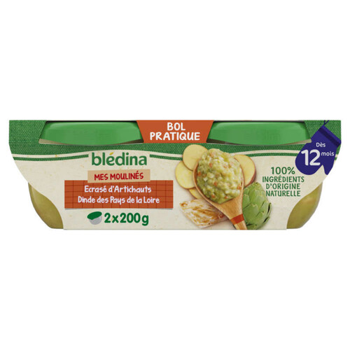 Blédina Idées de Maman Pommes De Terre Artichauts Dinde Des Pays De La Loire Dès 12 Mois 2x200G