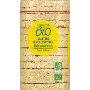 Monoprix Bio Galettes De Lentilles Corail 100g