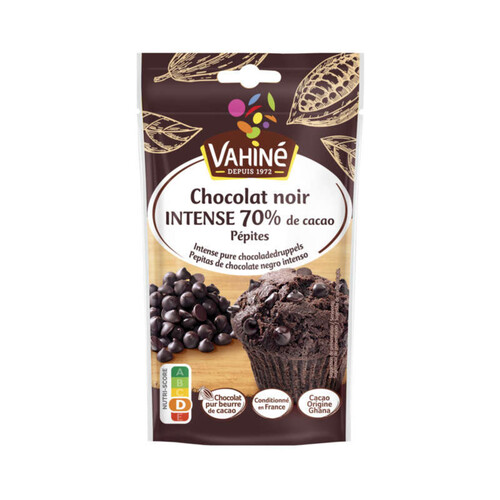 Vahiné Pépites Chocolat Noir Intense 70% CACAO*. 100g