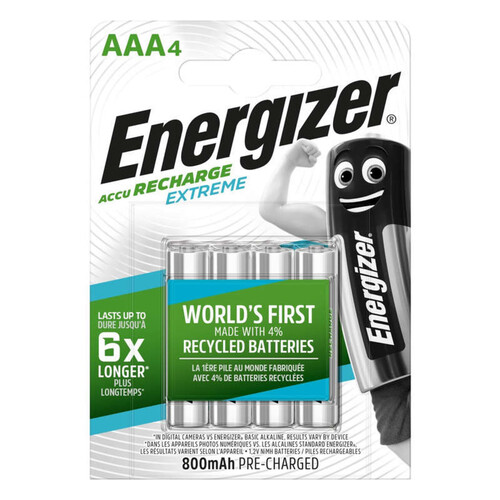 Energizer 4 Piles Rechargeables Lr03/Aaa Accu Recharge Extreme