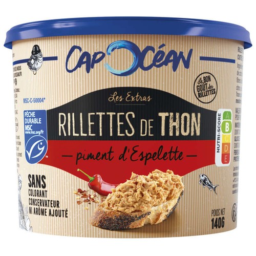 Cap Océan Rillettes de Thon Incroyables Piment d'Espelette 140g