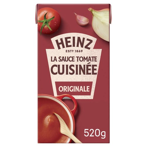 Heinz La Sauce Tomate Cuisinée Ail & Oignons Brique 520g