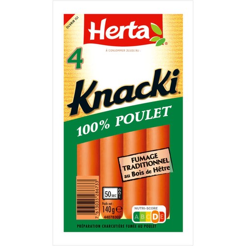 Herta Knacki Saucisses 100% poulet x4