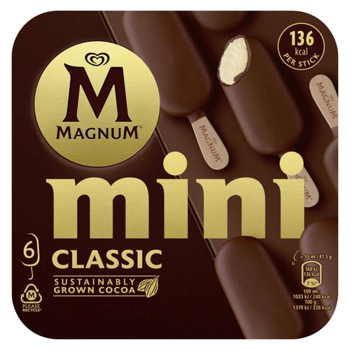 Magnum Ice Cream Lolly Mini Classic x6 249g