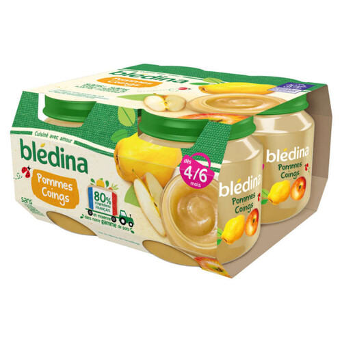 Blédina Pots fruits Pommes Coings dès 4/6 mois 4x130g