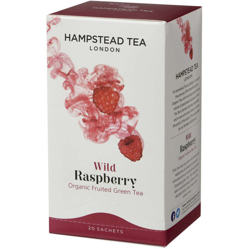 Hampstead Tea wild raspberry organic fruited green tea x20