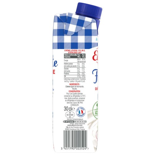 Elle & vire crème fleurette légère 12% mg brique 30cl