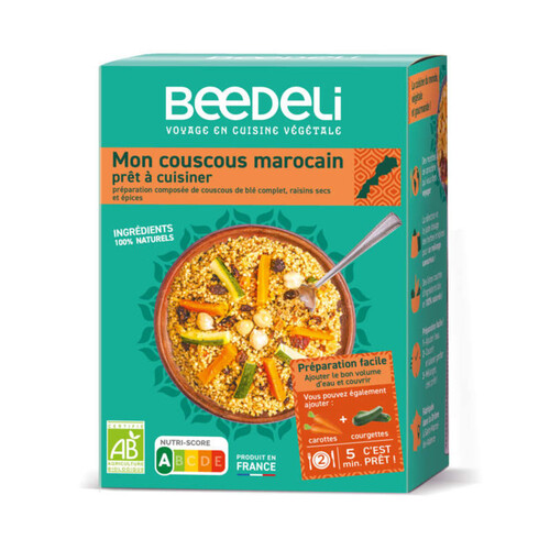 Beedeli couscous de blé complet aux mille épices et raisins secs bio 125g