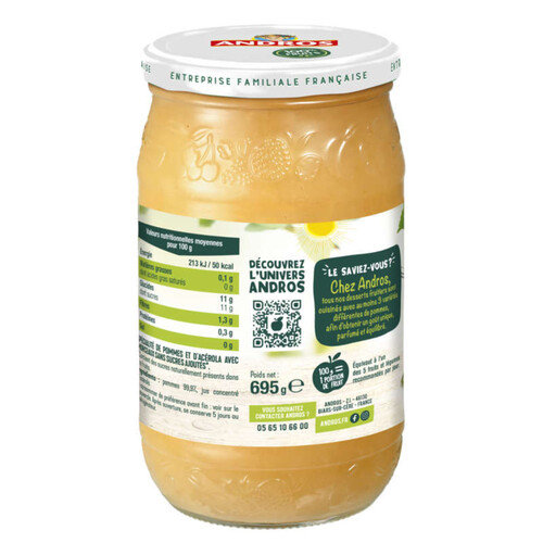 Andros Compote Pomme Nature, Sans Sucres Ajoutés 695G