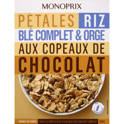 Monoprix Pétales De Riz & Blé Complet Aux Copeaux De Chocolat 300G