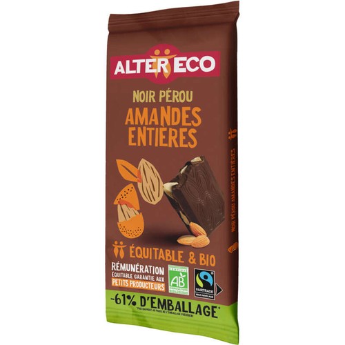 Alter Eco Chocolat Noir Amandes Entieres Bio 200g