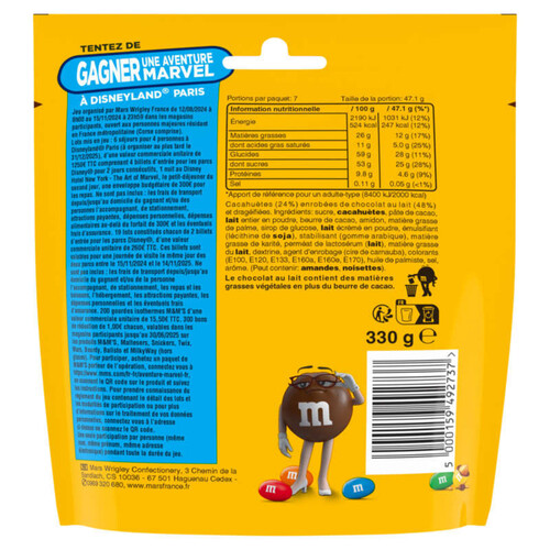 M&M's Bonbons Chocolat Au Lait & Cacahuètes 330g