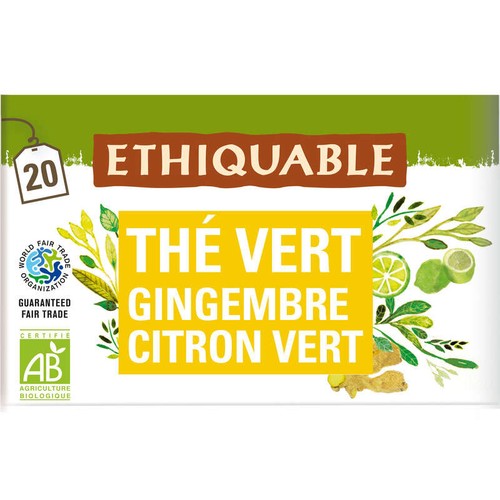 Ethiquable Thé Vert Gingembre Citron Vert Bio 36g