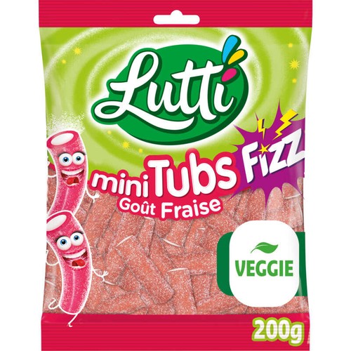 Lutti Bonbons Acidulés Fili-Tubs Goût Fraise 200g