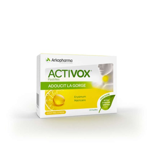 Activox Adoucit La Gorge Miel, Citron, 24 pastilles