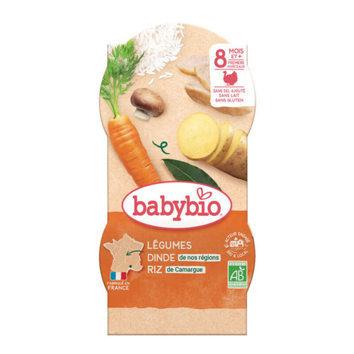 Babybio Mijoté légumes, poulet fermier du Poitou, Quinoa Bio 2x200g