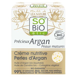 SO'BIO Étic Crème Nutritive Perles d'Argan Peaux Matures 50ml