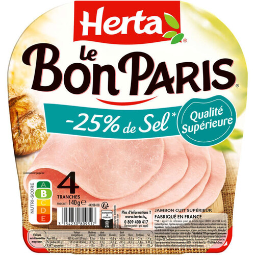 Herta Le Bon Paris -25% de sel 4 tranches 140g
