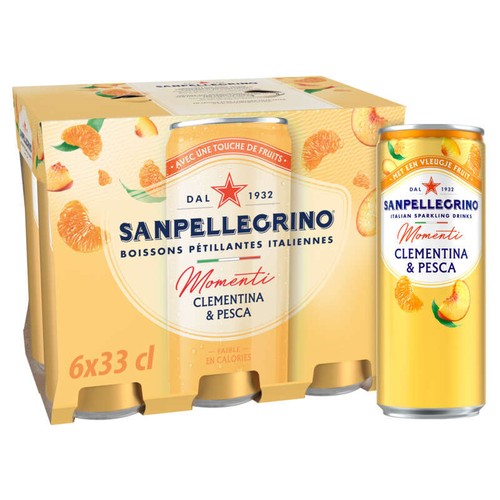 San Pellegrino Eau Gazeuse Aromatisée Clémentine Et Pêche 6x33cl