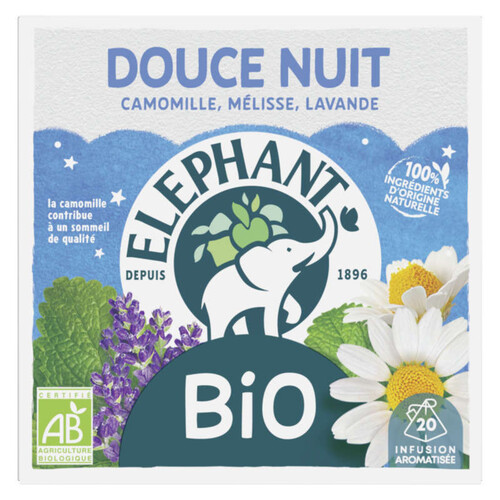 Elephant Infusion Camomille Mélisse Bio Douce Nuit x20
