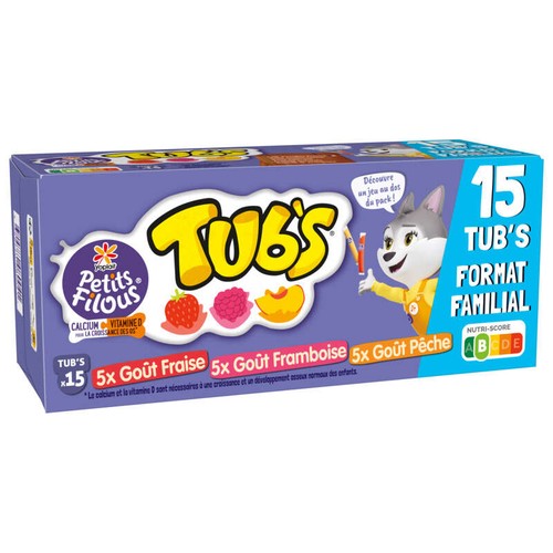 Yoplait Petits Filous tub's yaourt pour enfants panache pots 15x37g
