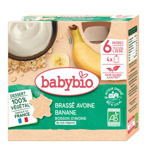 Babybio Gourde Brassé Avoine Banane 4X85G