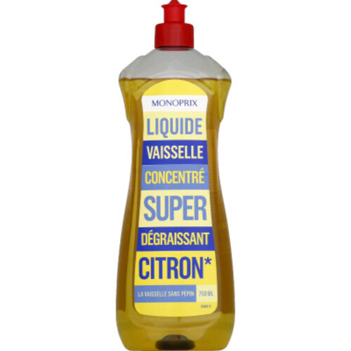 Monoprix Liquide Vaisselle Concentré Super Dégraissant Citron 750Ml