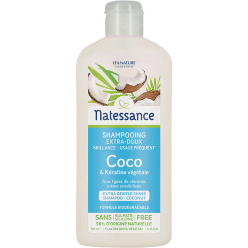 Natessance shampooing extra doux au coco et kératine végétale 250ml