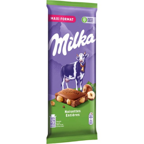 Milka Tablette Chocolat au Lait et aux Noisettes Entières 200g