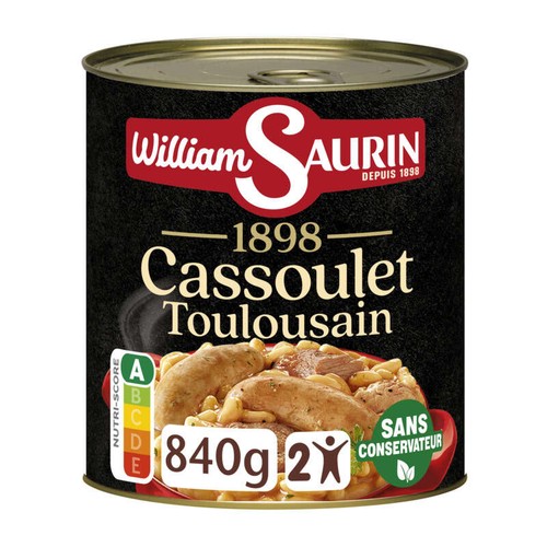 William Saurin Cassoulet Toulousain À La Graisse D'Oie, Mitonné Doucement 840g