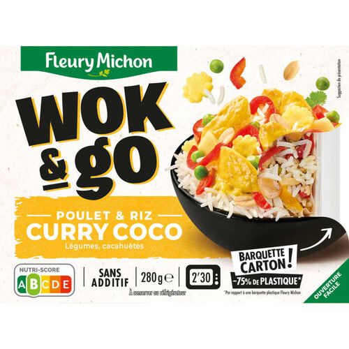 Fleury Michon Wok & Go Poulet & Riz Curry Coco 280g
