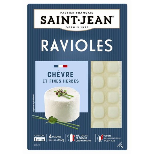 Ravioles fromage de chèvre frais et fines herbes 4 plaques 240g SAINT JEAN