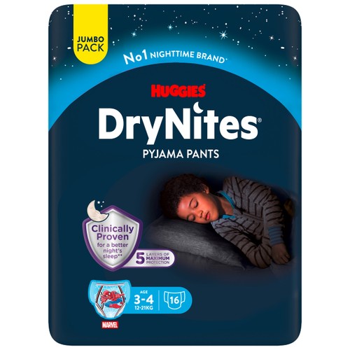 Drynites® Sous-Vêtements De Nuits Absorbants Garçon 3-4Ans x16 Culottes