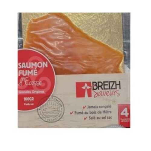 Breizh Saveurs saumon fumé d'Ecosse 4 tranches 100g