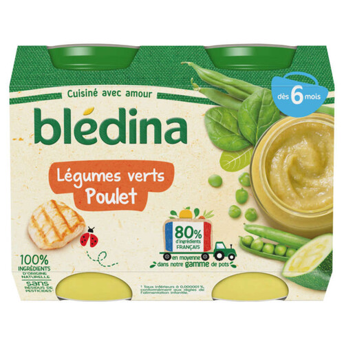 Blédina Pots Légumes verts Poulet dès 6 mois 2x200g