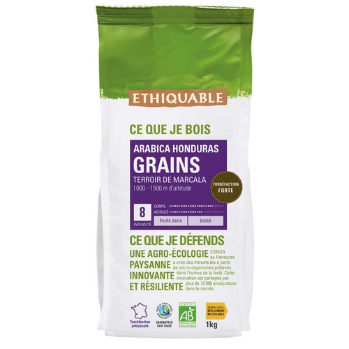 Ethiquable Café Grains Pure Origine Honduras Équitable Bio 1kg