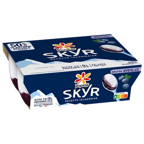Yoplait Skyr Myrtille Yaourt Riche En Proteine 0% M.G. Pots 4x100g