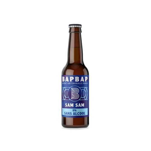Bapbap Bière artisanale Parisienne Sam Sam IPA sans Alcool  0,3% vol 33cl